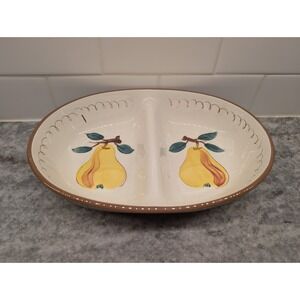Stangl Pottery Divided Oval Serving‎ Bowl *Fruit* Pear Pattern VTG Trenton NJ